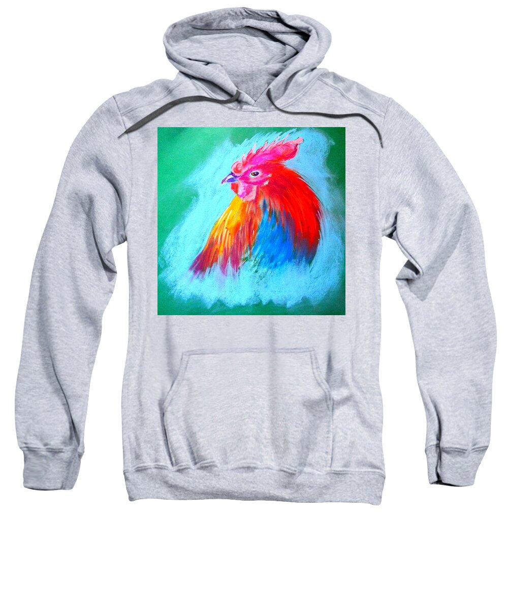 Art Sweatshirt featuring the painting Funky Rooster Art Print by Sue Jacobi