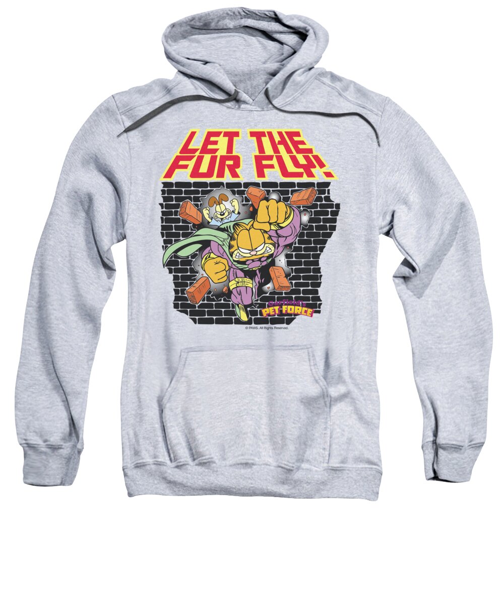Garfield Sweatshirt featuring the digital art Garfield - Let The Fur Fly by Brand A