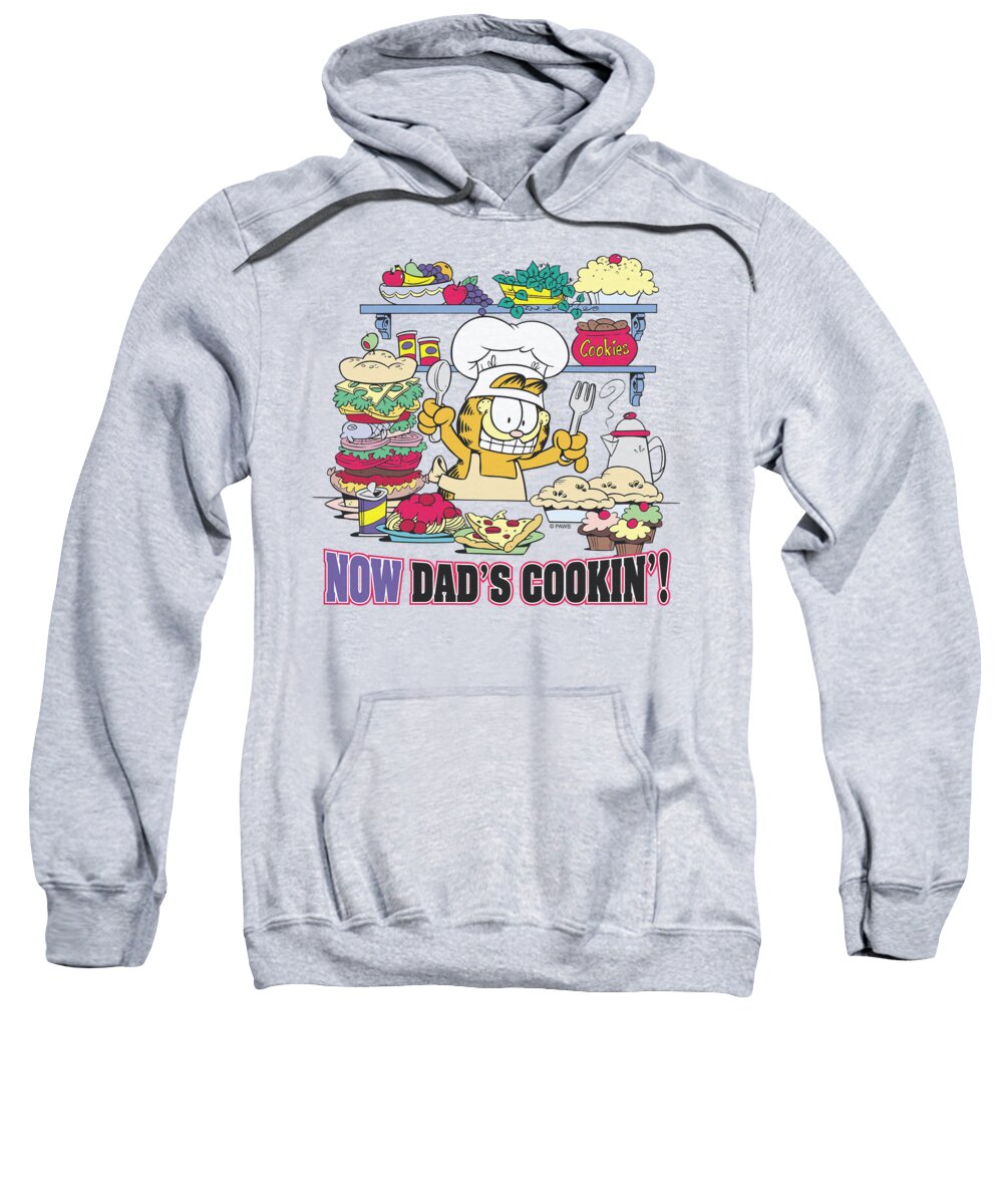 Garfield Sweatshirt featuring the digital art Garfield - Now Dad's Cooking by Brand A