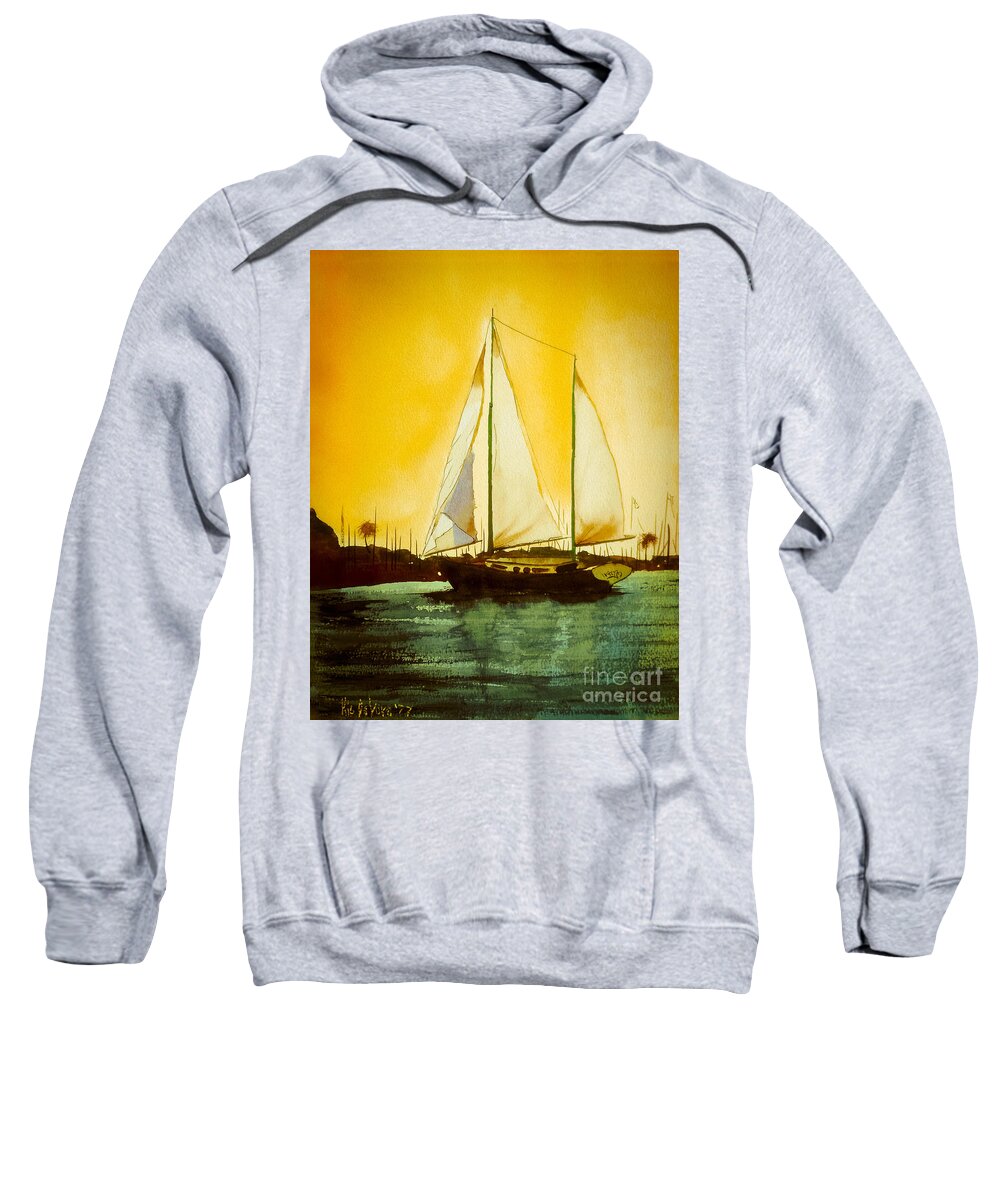 Golden Harbor Sweatshirt featuring the painting Golden Harbor by Kip DeVore