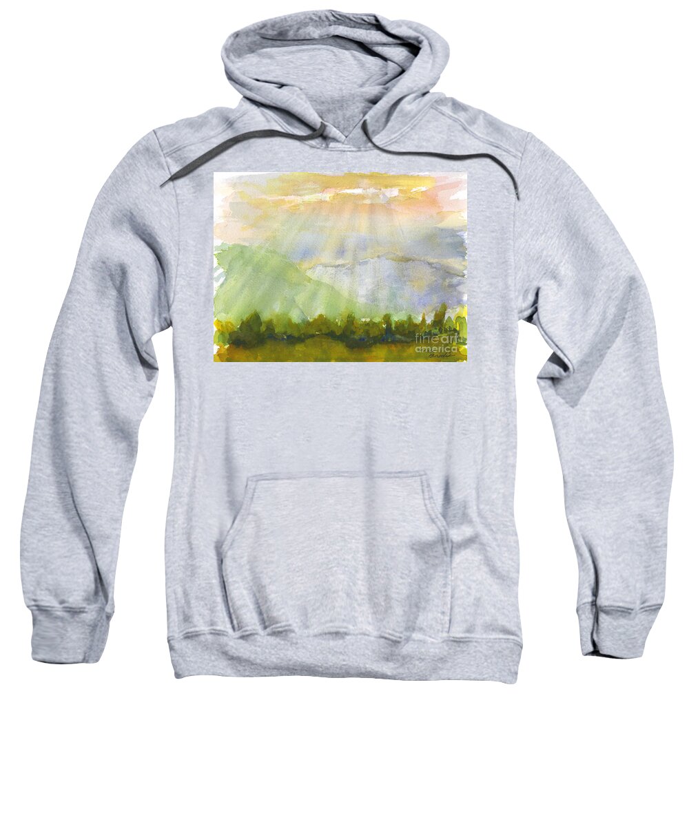Sun Rays Sweatshirt featuring the painting Grandma Cohen Rays by Walt Brodis