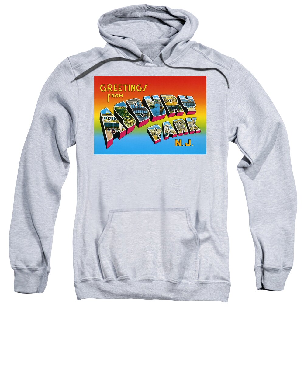 Greetings Sweatshirt featuring the digital art Greetings From Asbury Park NJ by Digital Reproductions