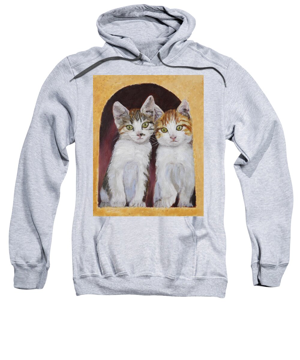 Painting Sweatshirt featuring the painting Hanging Out Together by Alan Mager