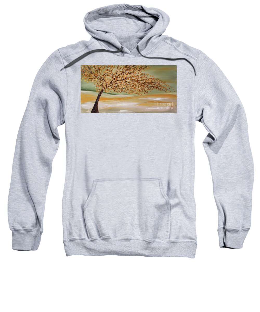 Contemporary Paintings Sweatshirt featuring the painting Happy Tree by Preethi Mathialagan
