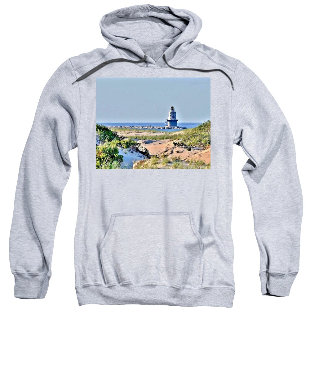 Lighthouse Sweatshirt featuring the photograph Harbor of Refuge Lighthouse by Kim Bemis