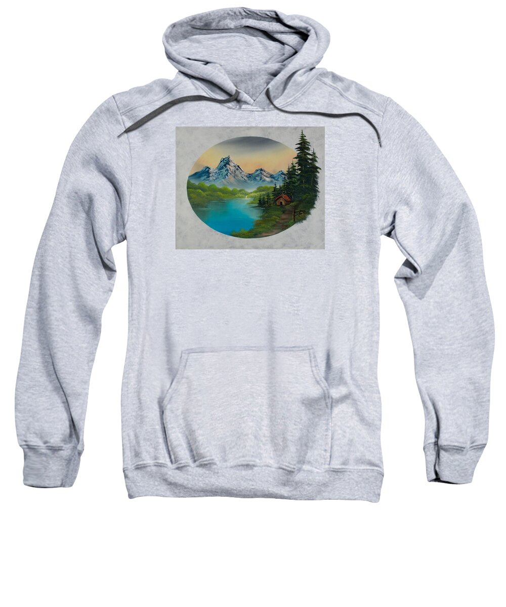 Landscape Sweatshirt featuring the painting Cabin in the Valley by Chris Steele