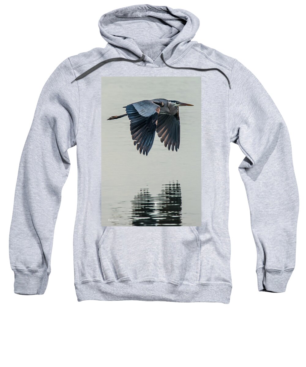 Moss Landing Sweatshirt featuring the photograph Heron On the Wing by Bill Roberts