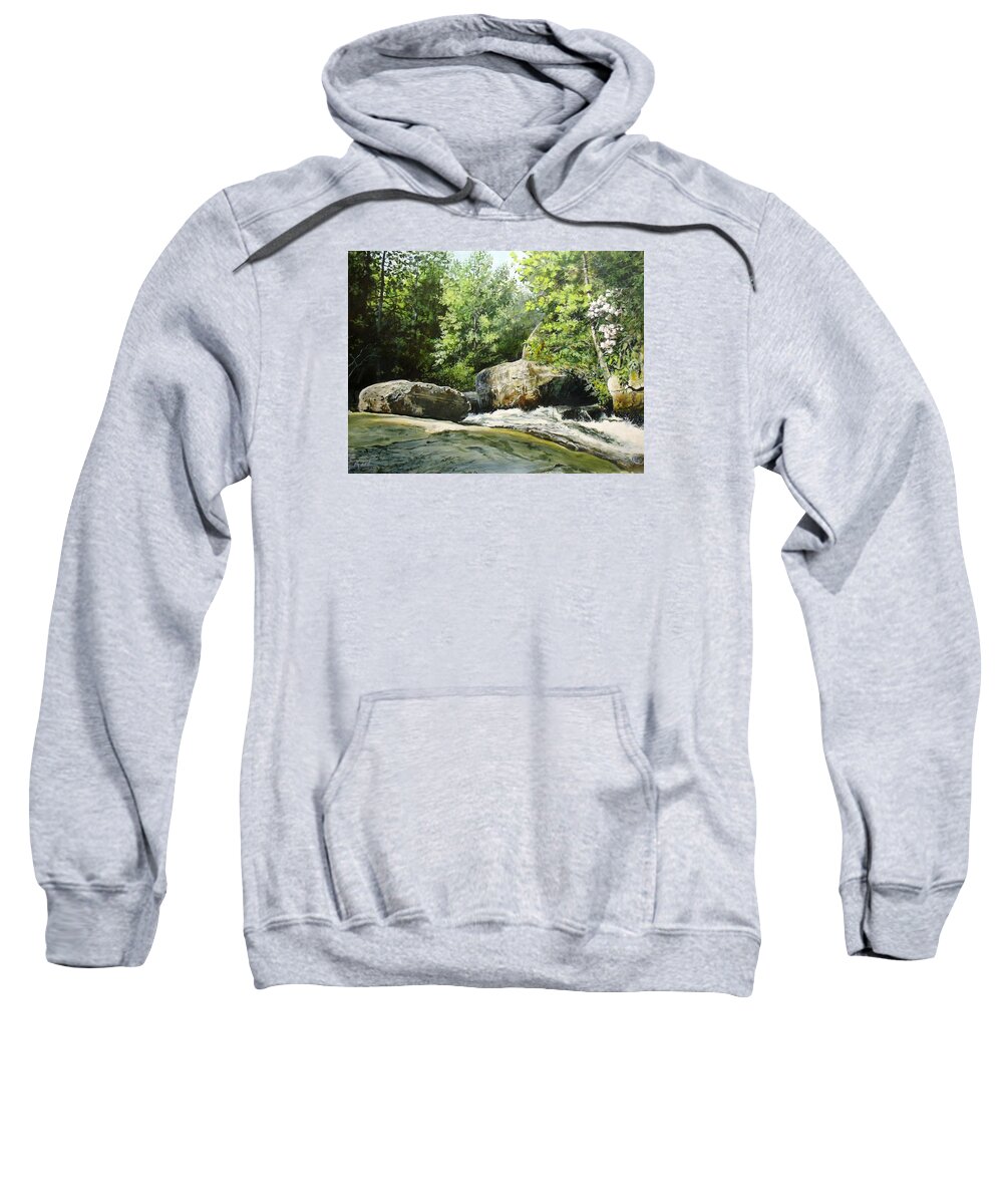 Stream Sweatshirt featuring the painting Hideaway by William Brody