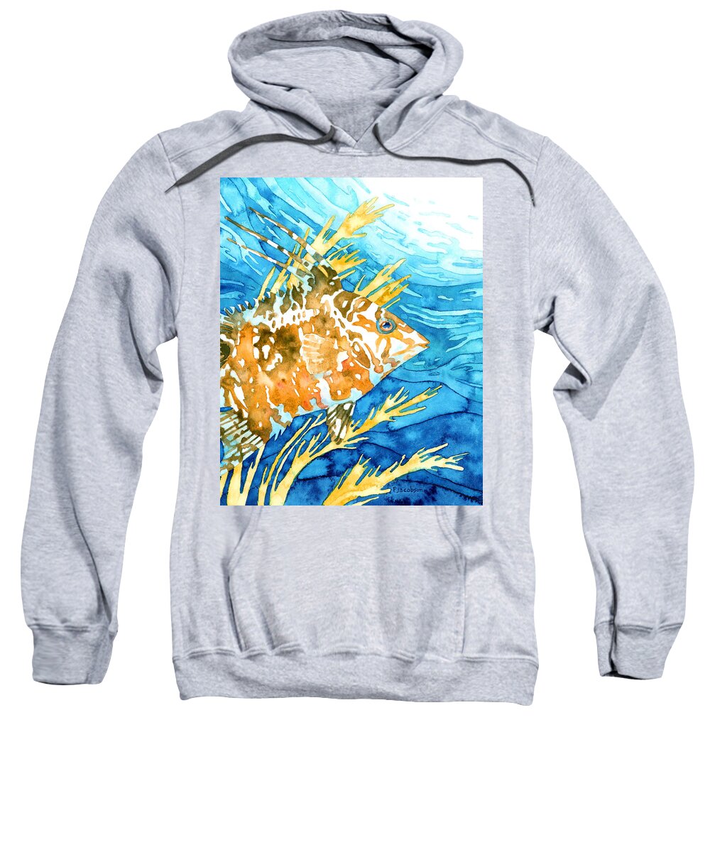 Hogfish Sweatshirt featuring the painting Hogfish Portrait by Pauline Walsh Jacobson