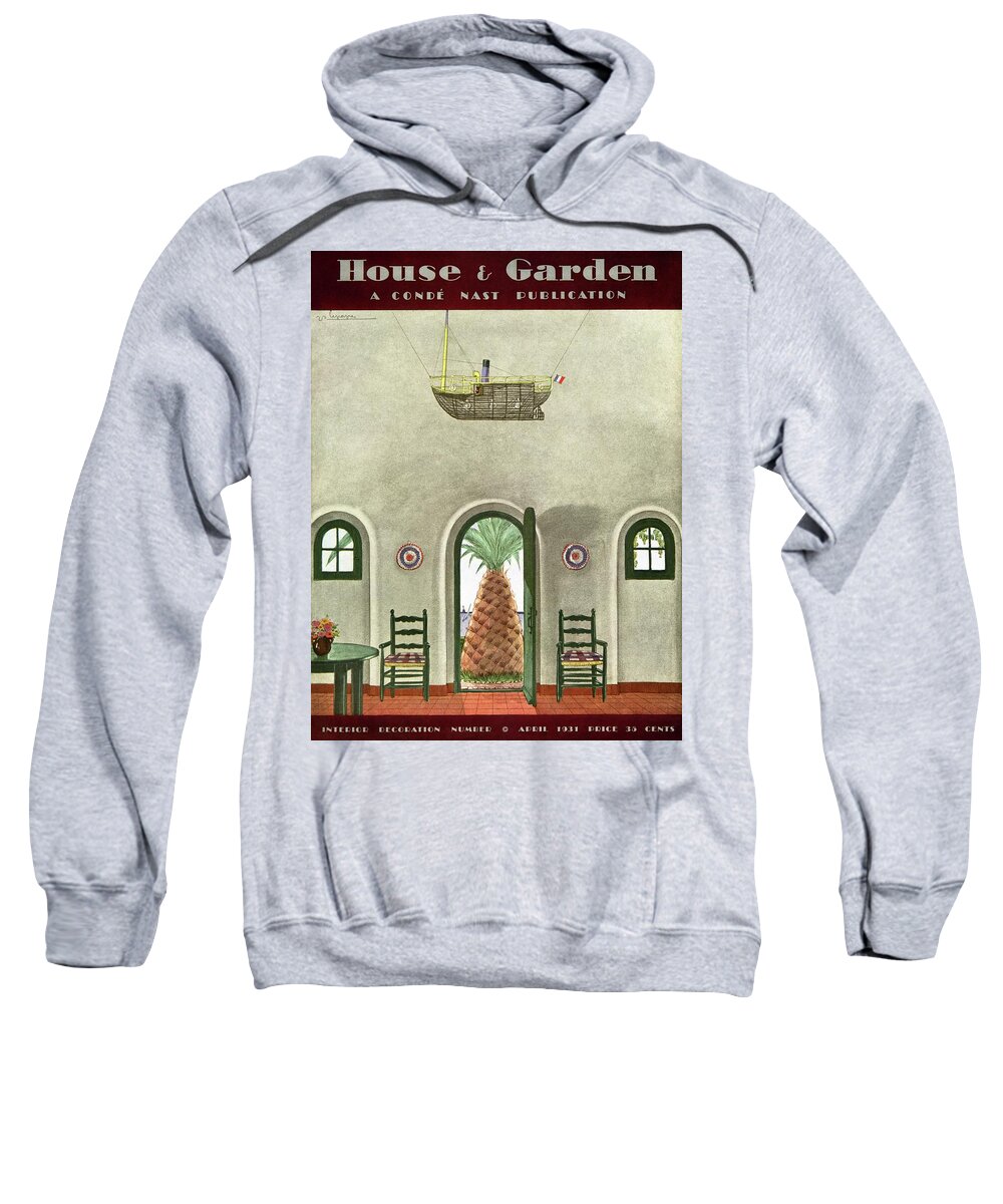 House And Garden Sweatshirt featuring the photograph House And Garden Interior Decoration Number Cover by Georges Lepape