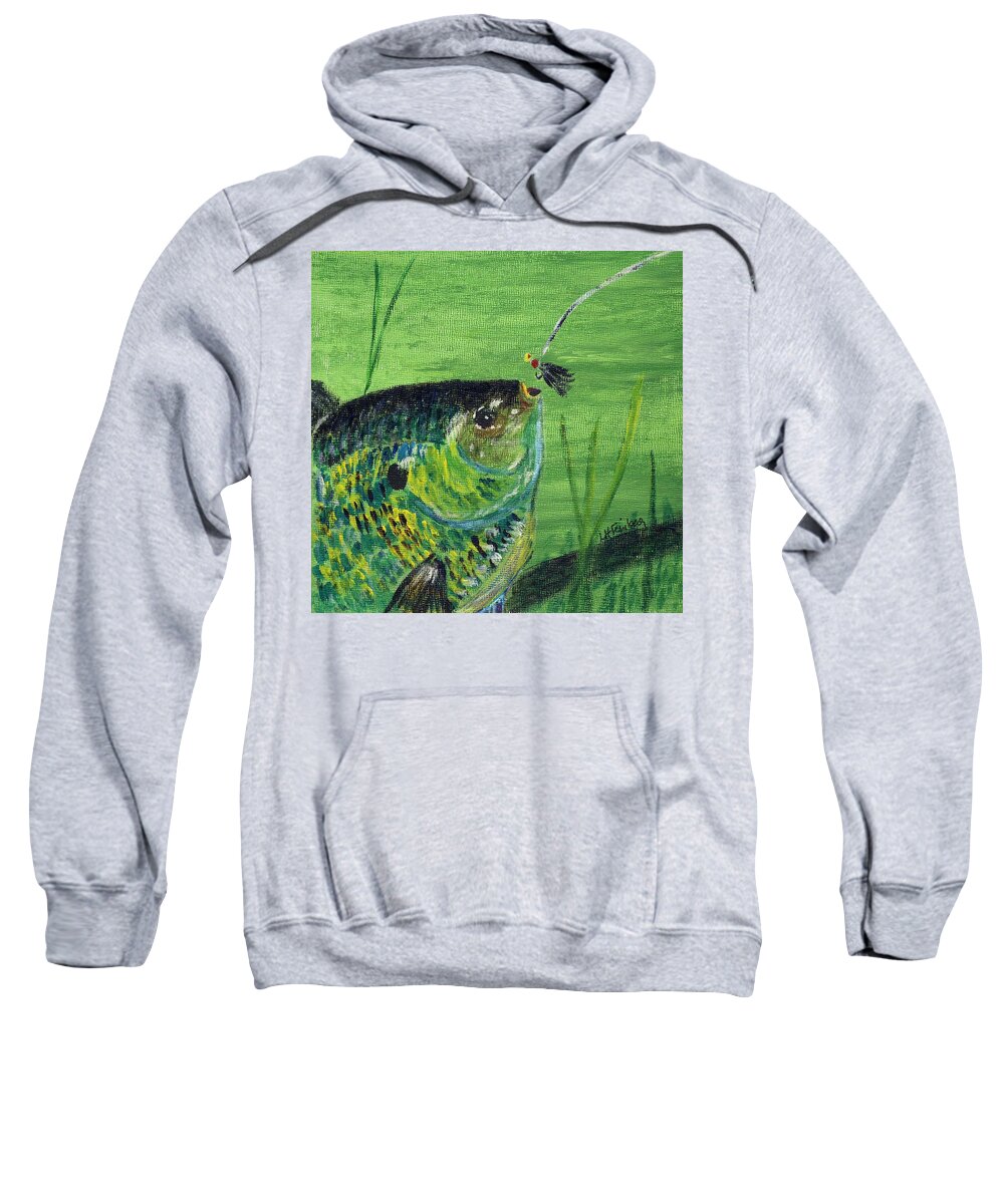 Fish Sweatshirt featuring the painting Hungry Bluegill by Linda Feinberg