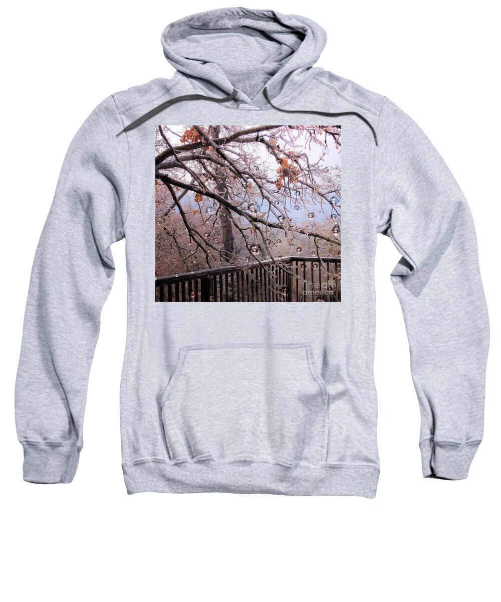 Ice Storm Sweatshirt featuring the photograph Ice Storm in Tulsa Oklahoma by Janette Boyd