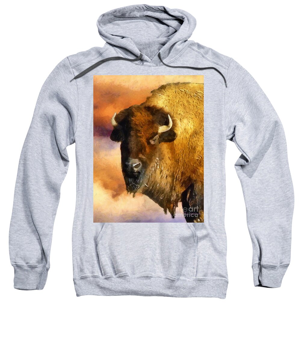 Buffalo Sweatshirt featuring the painting Icon of the Plains by RC DeWinter