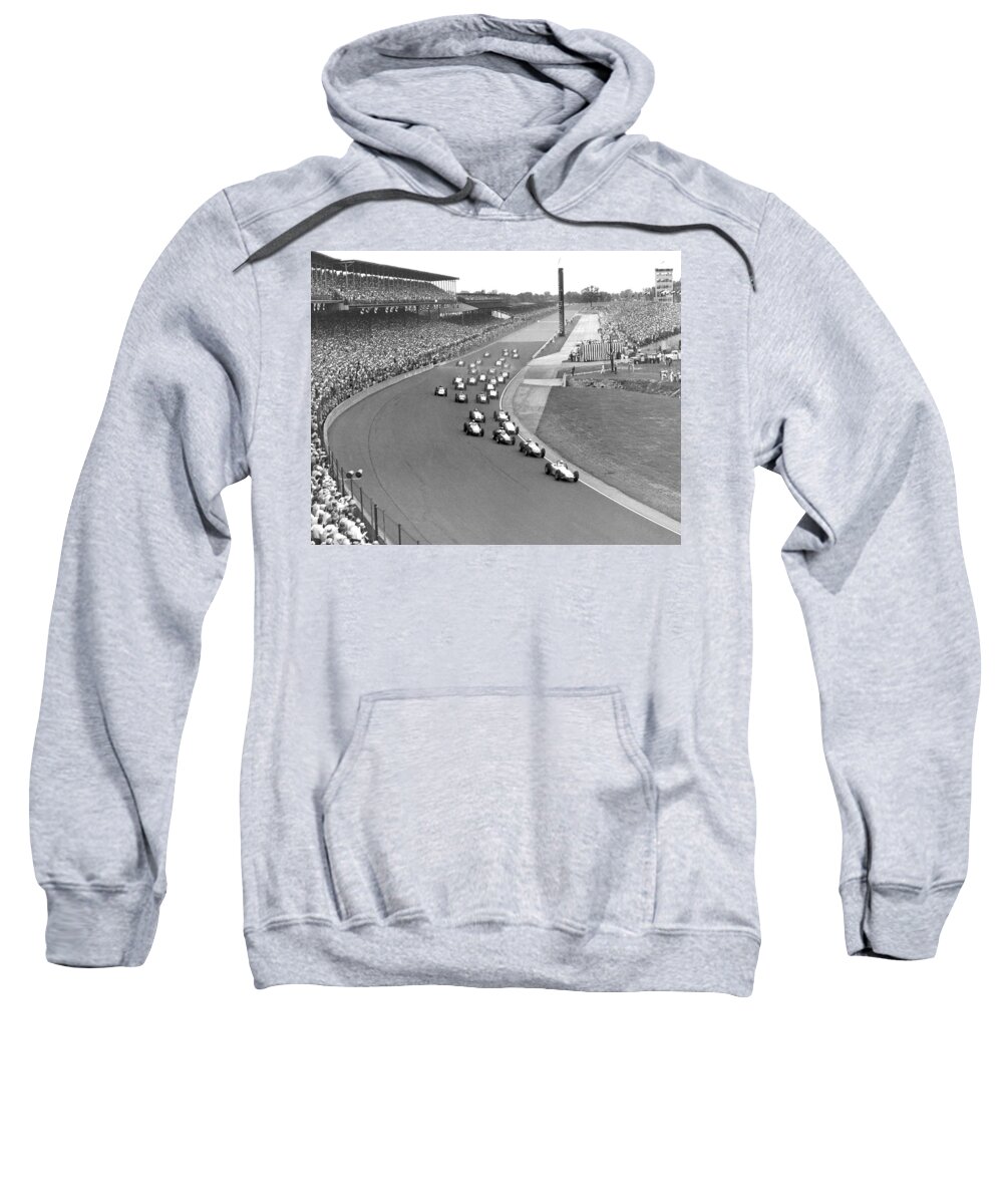 1950's Sweatshirt featuring the photograph Indy 500 Race Start by Underwood Archives