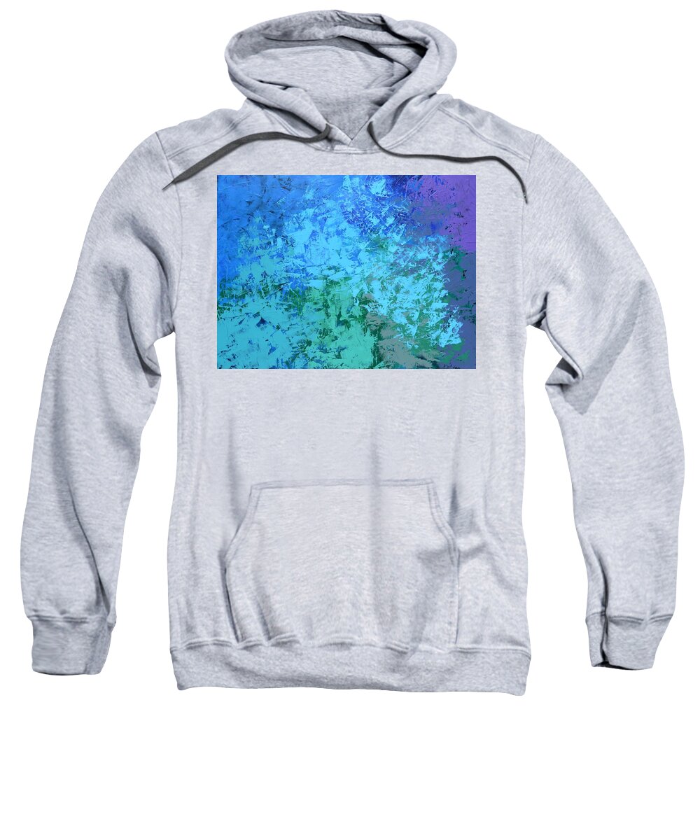Abstract Sweatshirt featuring the painting Into the Deep Blue Sea by Linda Bailey