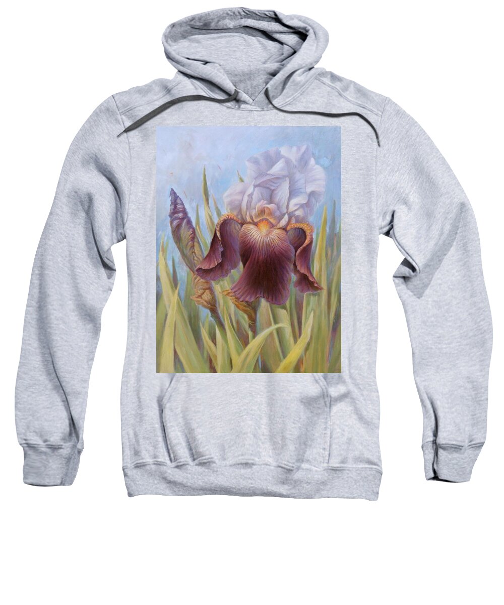 Iris Flower Sweatshirt featuring the painting Iris 1 by Hans Droog
