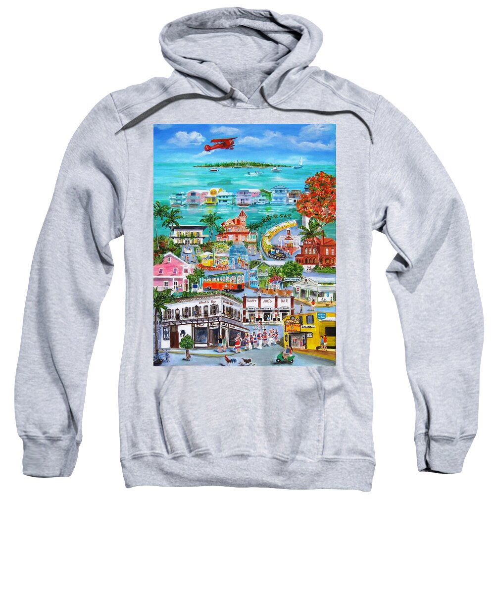 Key West Sweatshirt featuring the painting Island Daze by Linda Cabrera