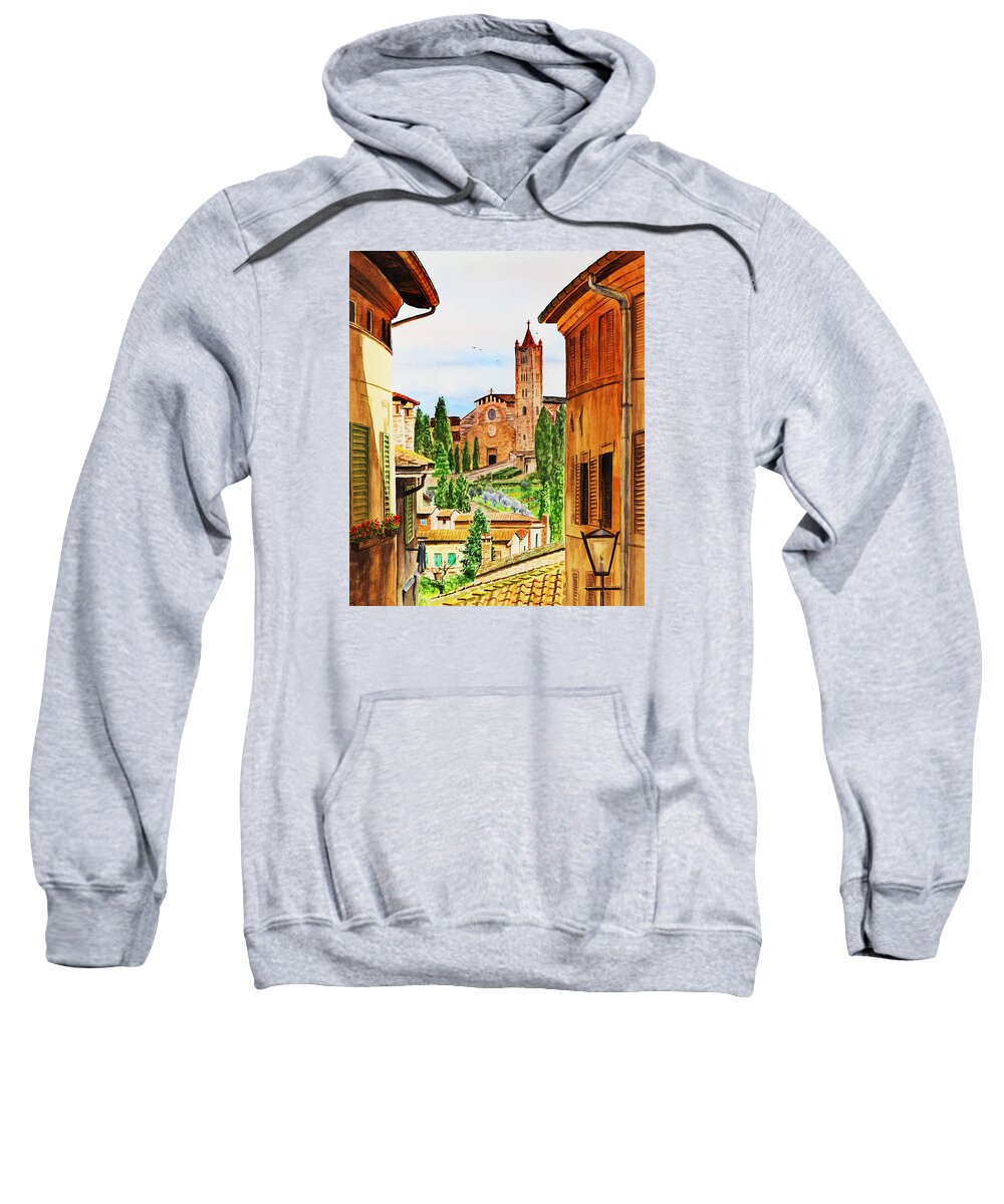 Siena Italy Sweatshirt featuring the painting Italy Siena by Irina Sztukowski