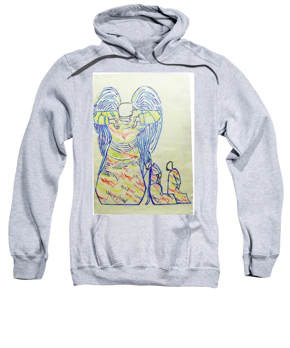 Jesus Sweatshirt featuring the painting Jesus Guardian Angel by Gloria Ssali