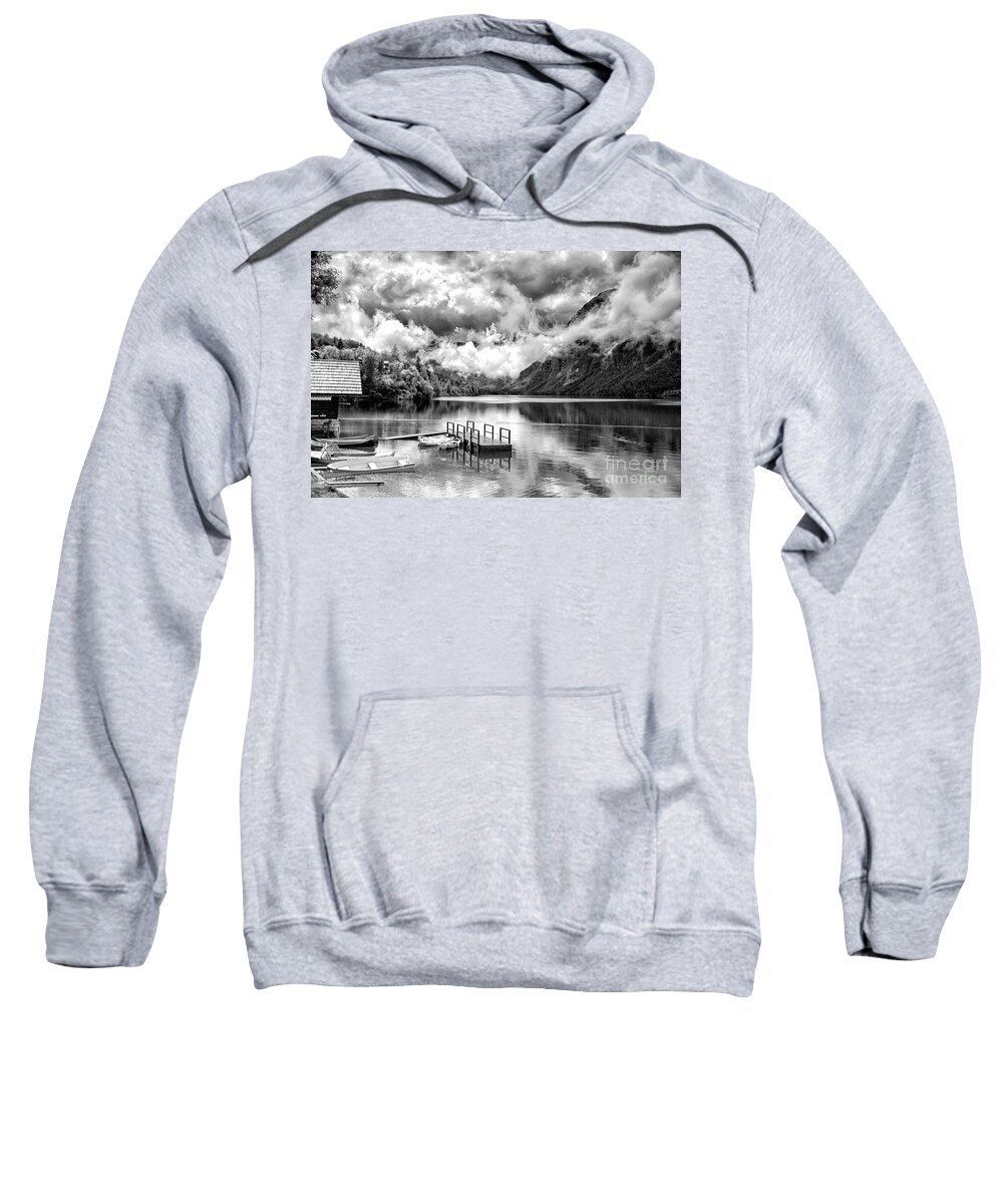 Slovenia Sweatshirt featuring the photograph Julian Alps in BW by Timothy Hacker