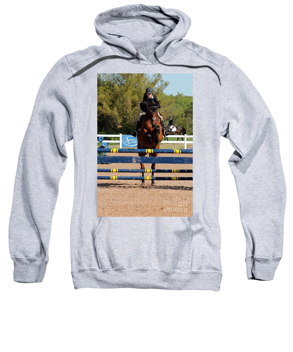 Equestrian Sweatshirt featuring the photograph Jumper 88 by Janice Byer