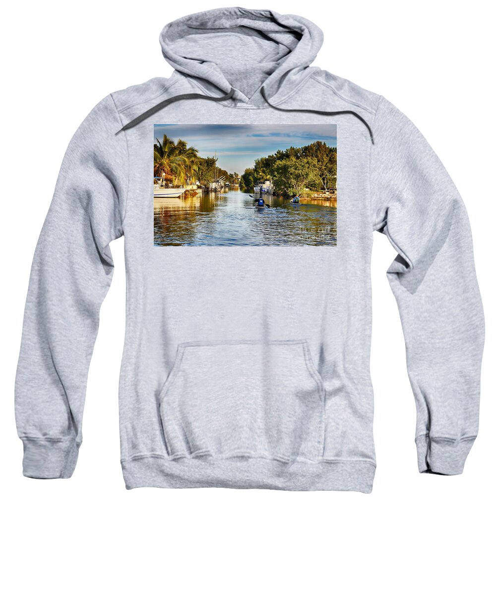 Key Largo Sweatshirt featuring the photograph Kayaking the Canals by Chris Thaxter