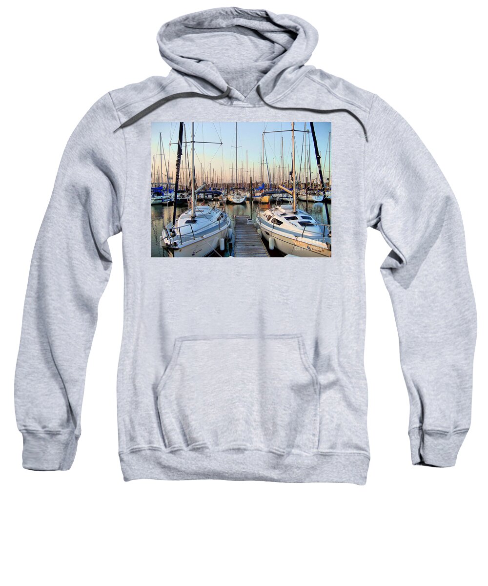 Kemah Sweatshirt featuring the photograph Kemah Boardwalk Marina by Savannah Gibbs