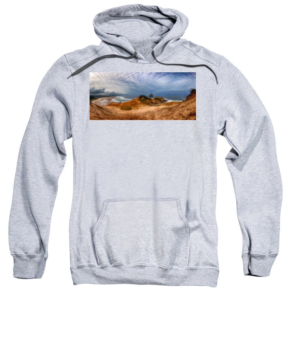 Panoramic Sweatshirt featuring the photograph Kiwanda Pano by Darren White
