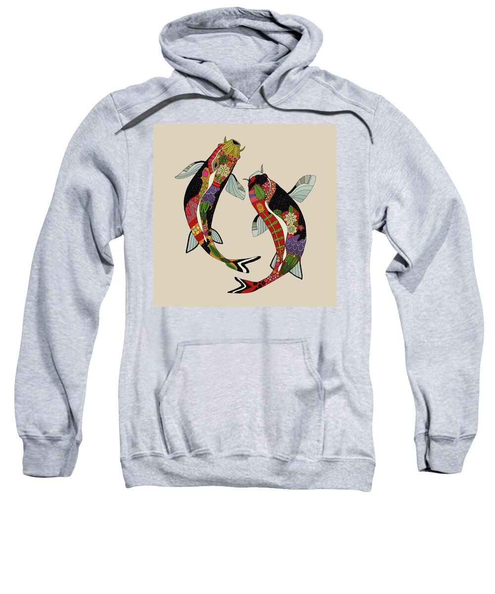Koi Sweatshirt featuring the drawing Koi Chamomile by MGL Meiklejohn Graphics Licensing