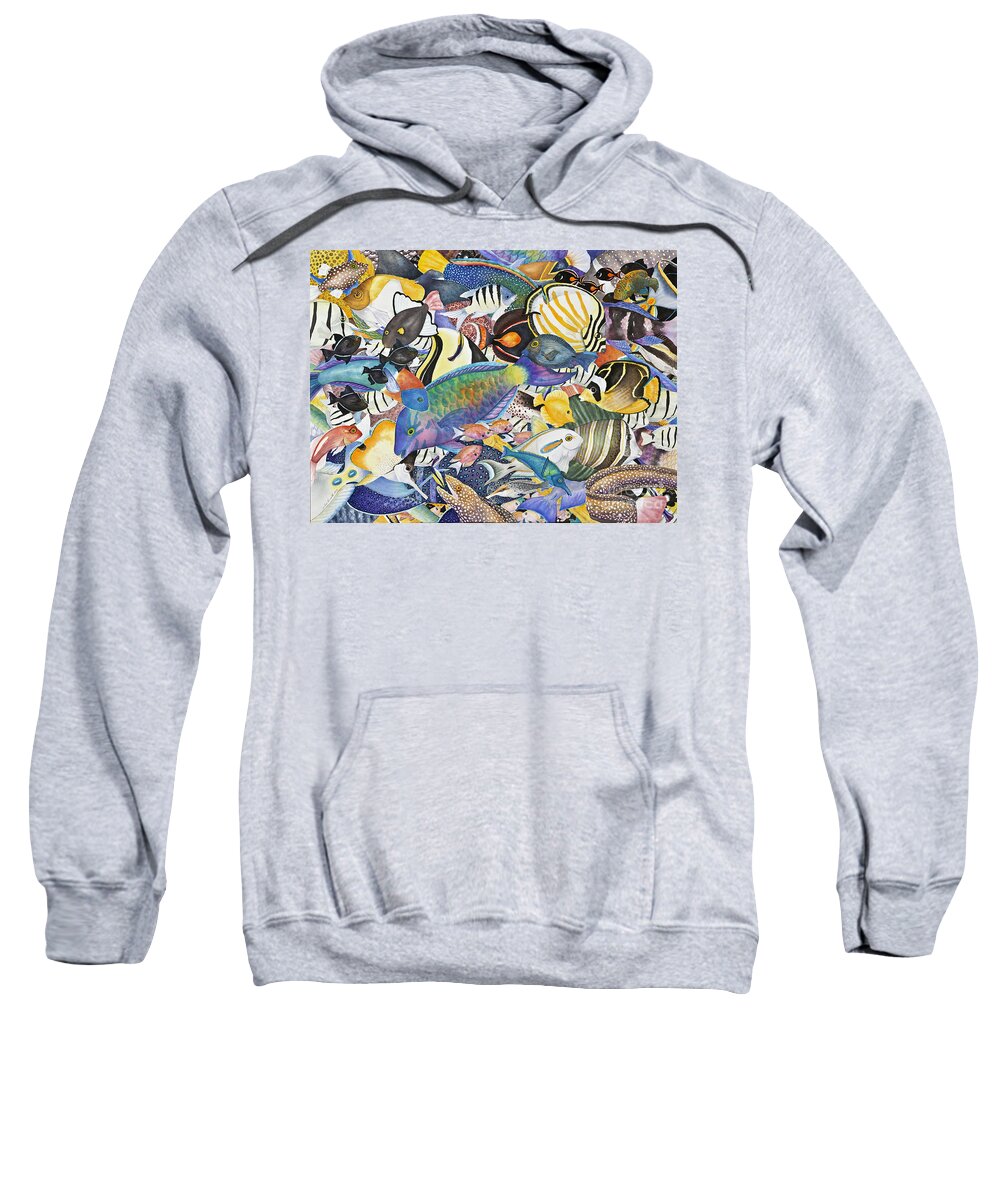 Fish Sweatshirt featuring the painting Kona Crowd by Lucy Arnold