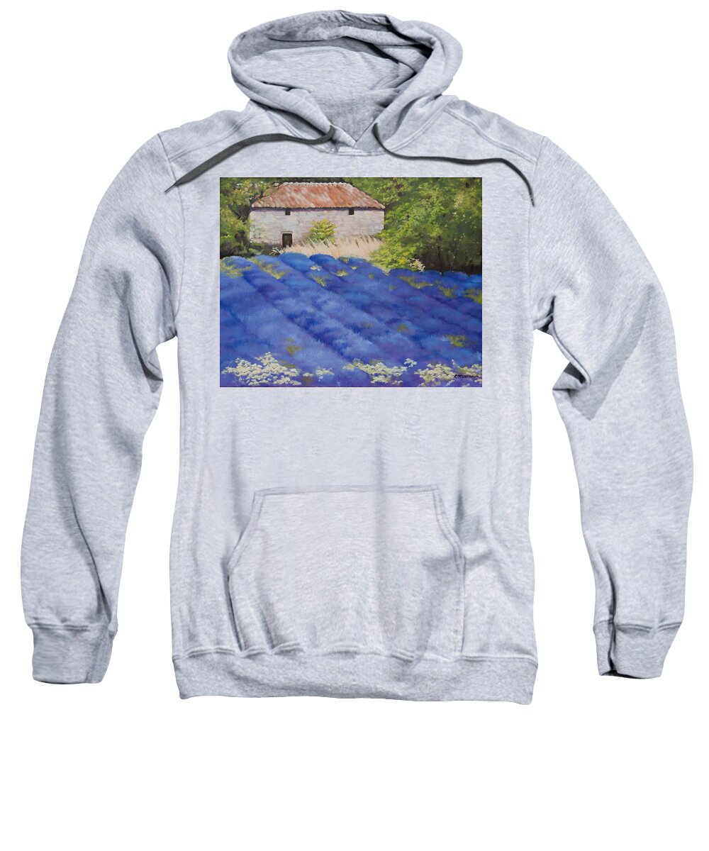 Lavender Sweatshirt featuring the painting Lavender Fields by Rebecca Matthews