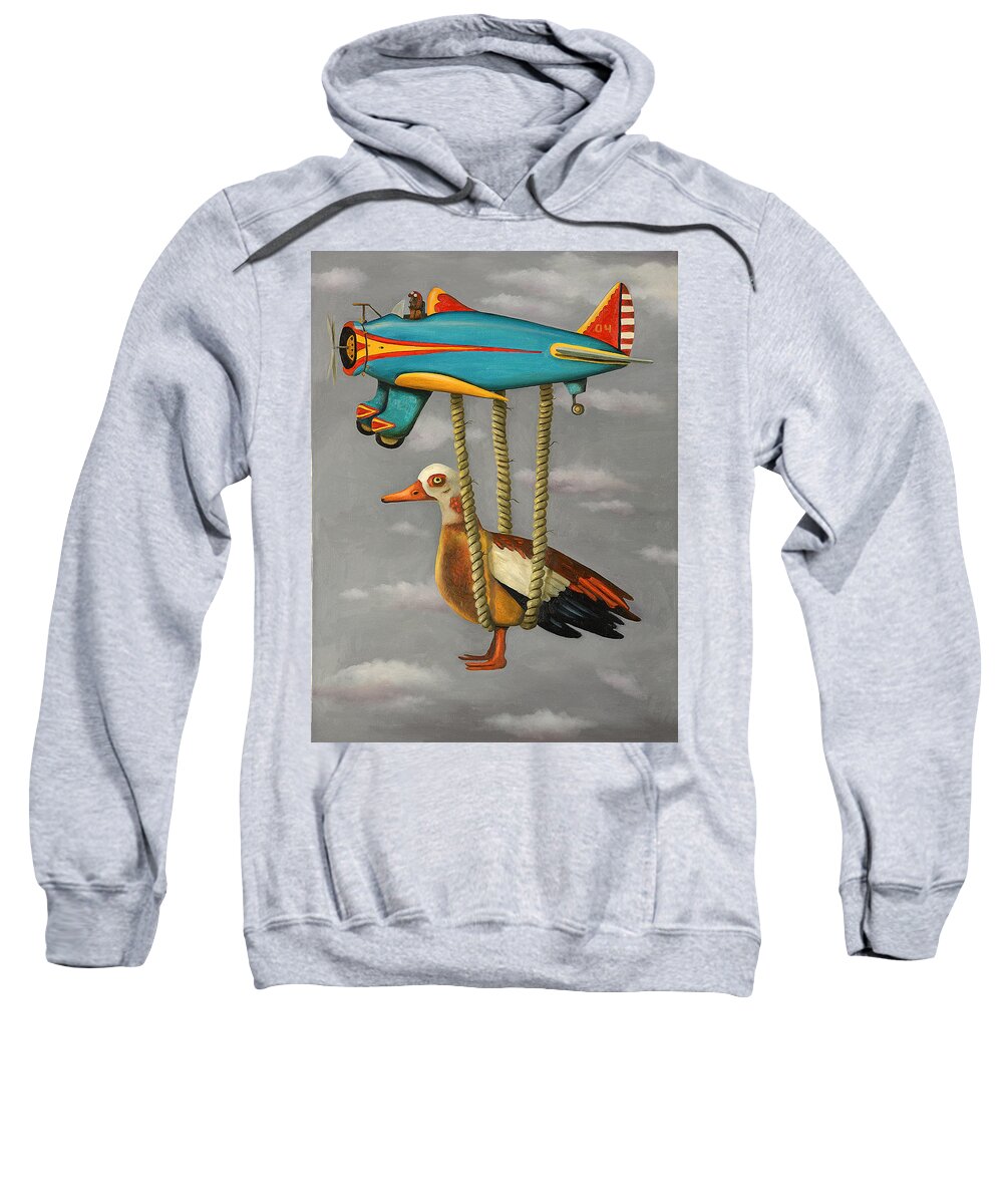 Duck Sweatshirt featuring the painting Lazy Bird 2 by Leah Saulnier The Painting Maniac