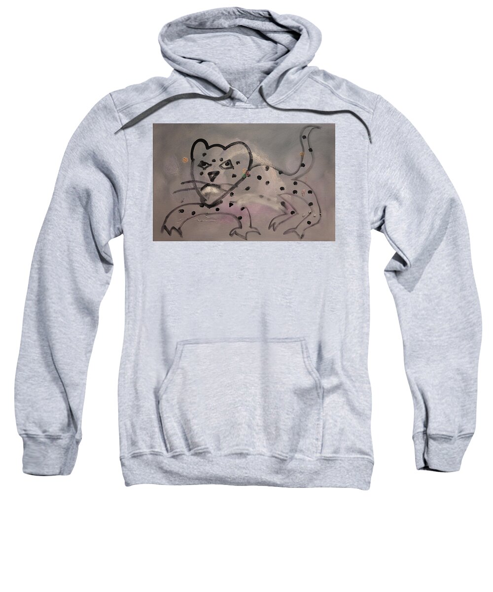 Leaping Leopard Sweatshirt featuring the painting Leaping Leopard by Charles Stuart