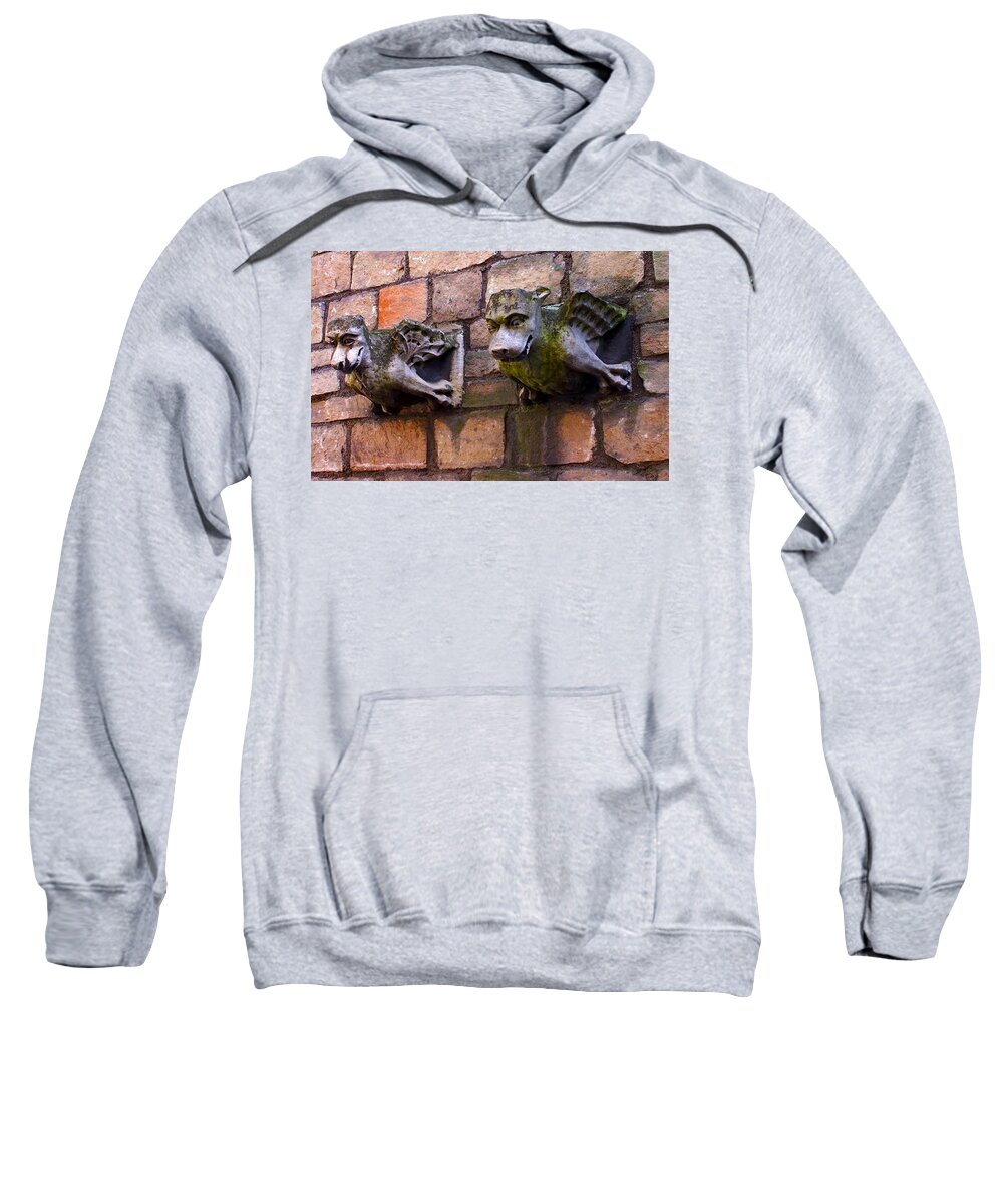 Gargoyle Pair Sweatshirt featuring the photograph Les Gargoyles Of York by Pamela Smale Williams