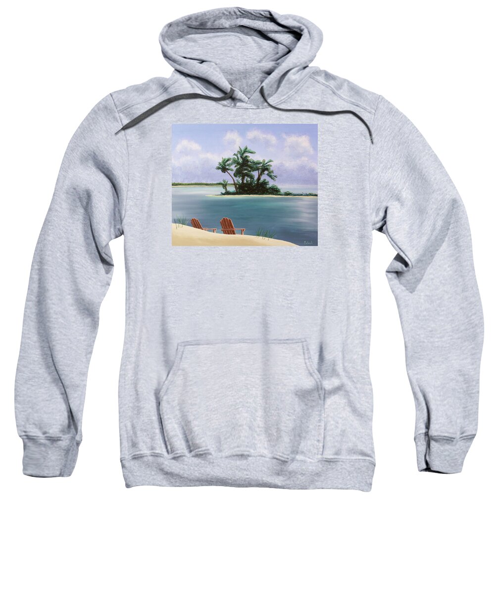 Beach Sweatshirt featuring the painting Let's Swim Out to the Island by Jack Malloch