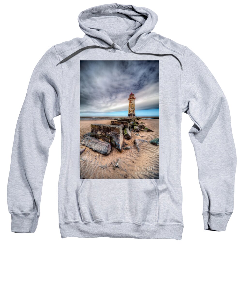Talacre Sweatshirt featuring the photograph Lighthouse at Talacre by Adrian Evans