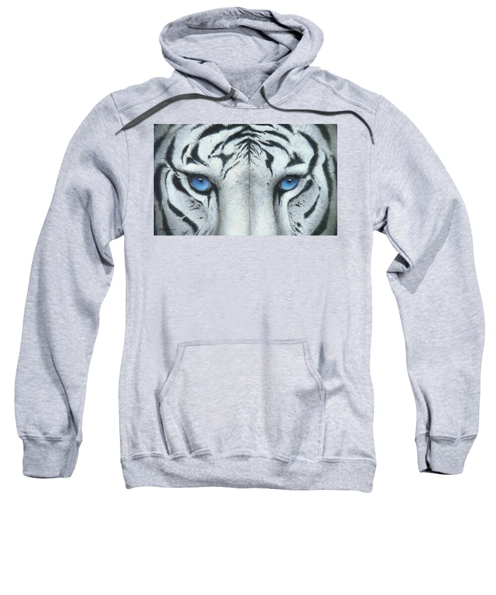 White Tiger Sweatshirt featuring the painting Locked In by Mike Brown