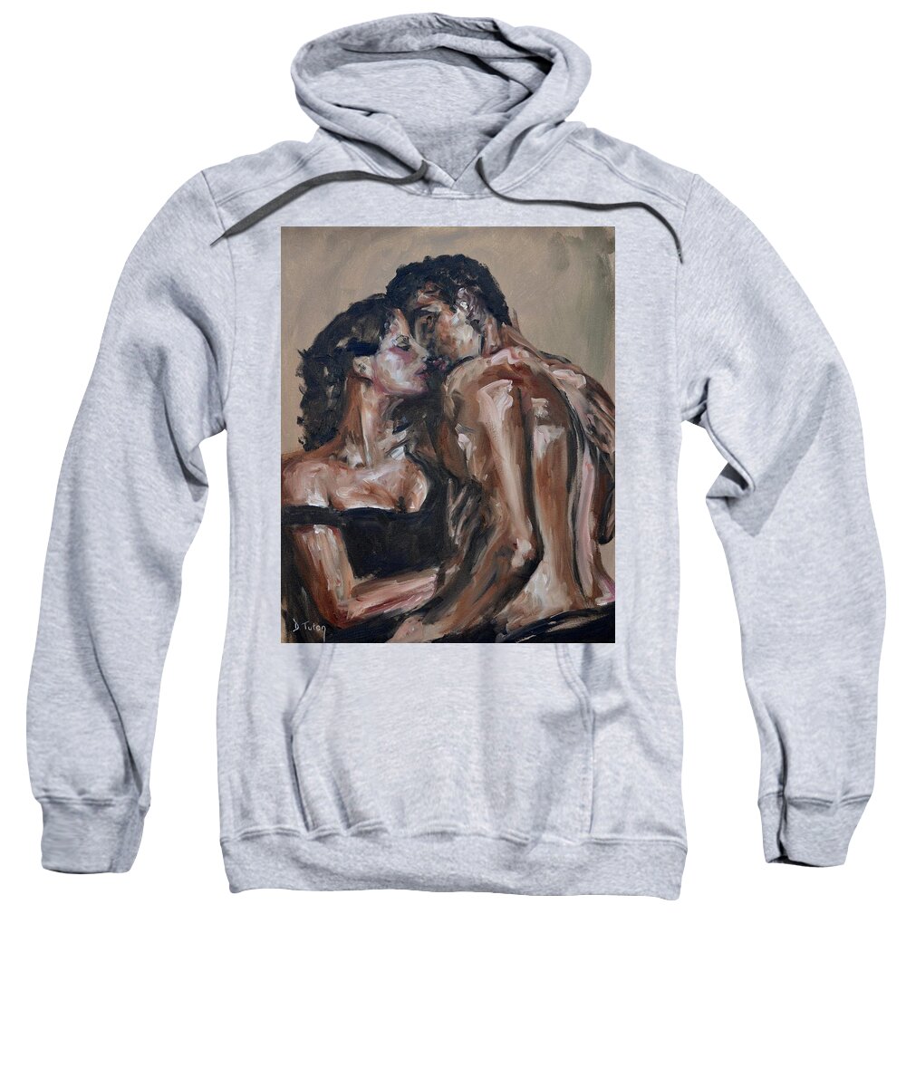 Kiss Sweatshirt featuring the painting Lovers by Donna Tuten