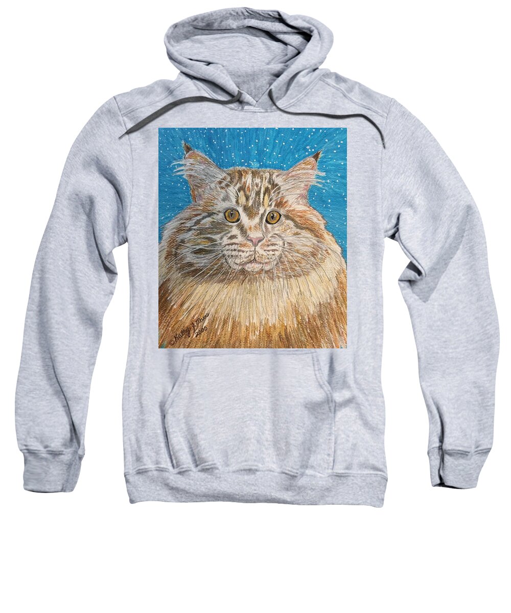 Maine Sweatshirt featuring the painting Maine Coon Cat by Kathy Marrs Chandler