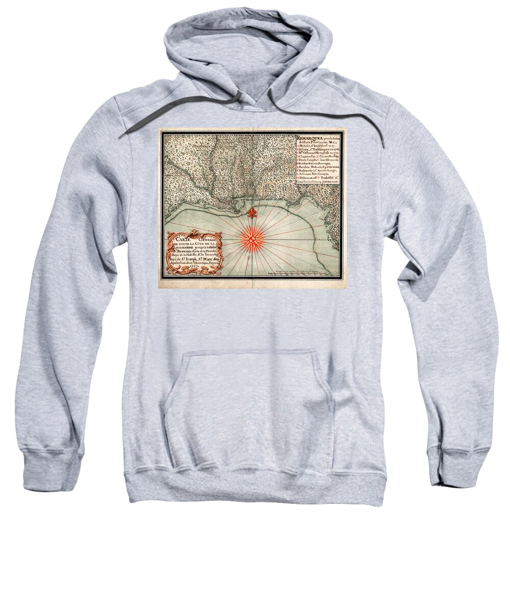 1747 Sweatshirt featuring the painting Map Gulf Coast, 1747 by Granger