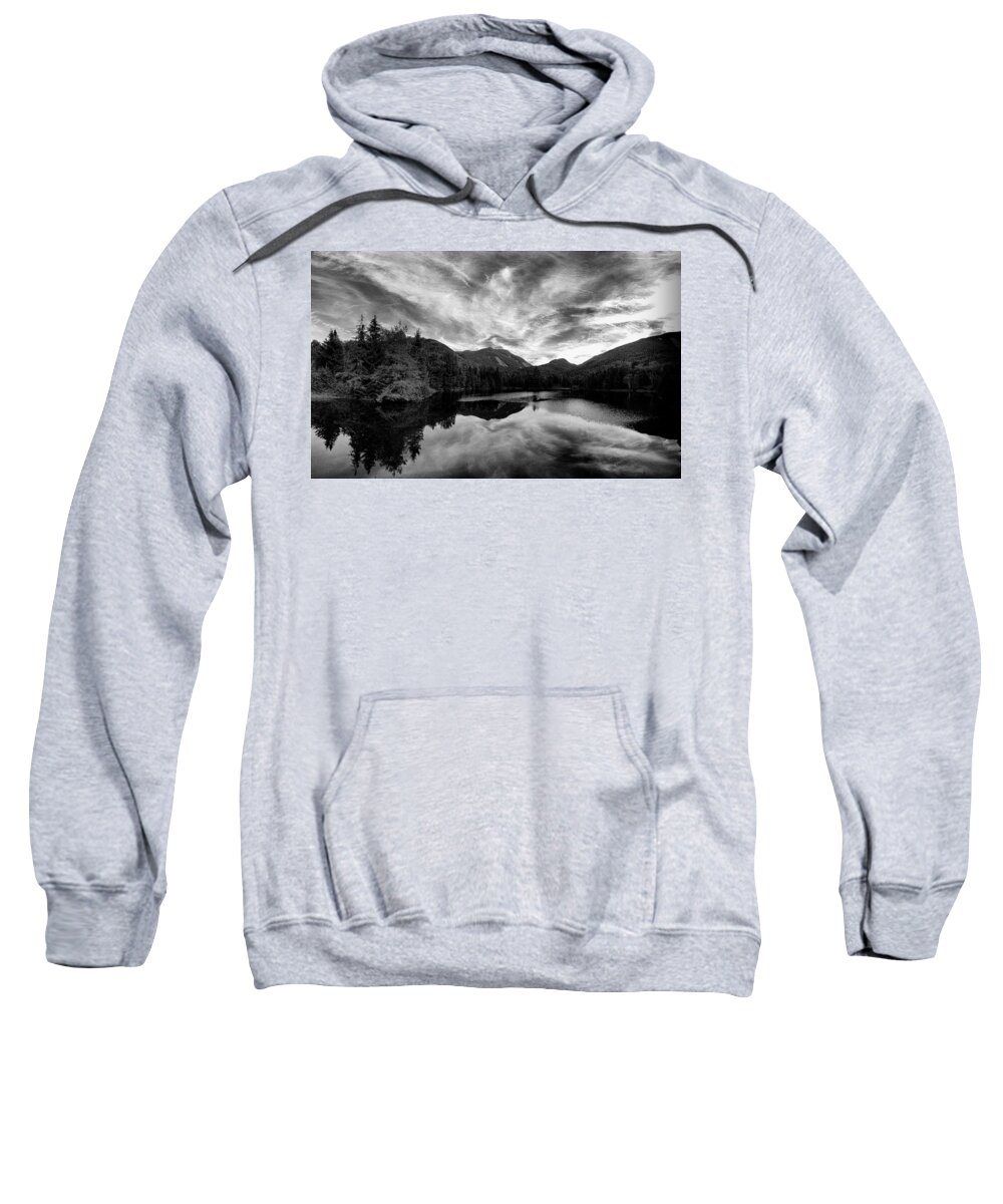 Mount Marcy Sweatshirt featuring the photograph Marcy Dam Pond Black and White by Joshua House