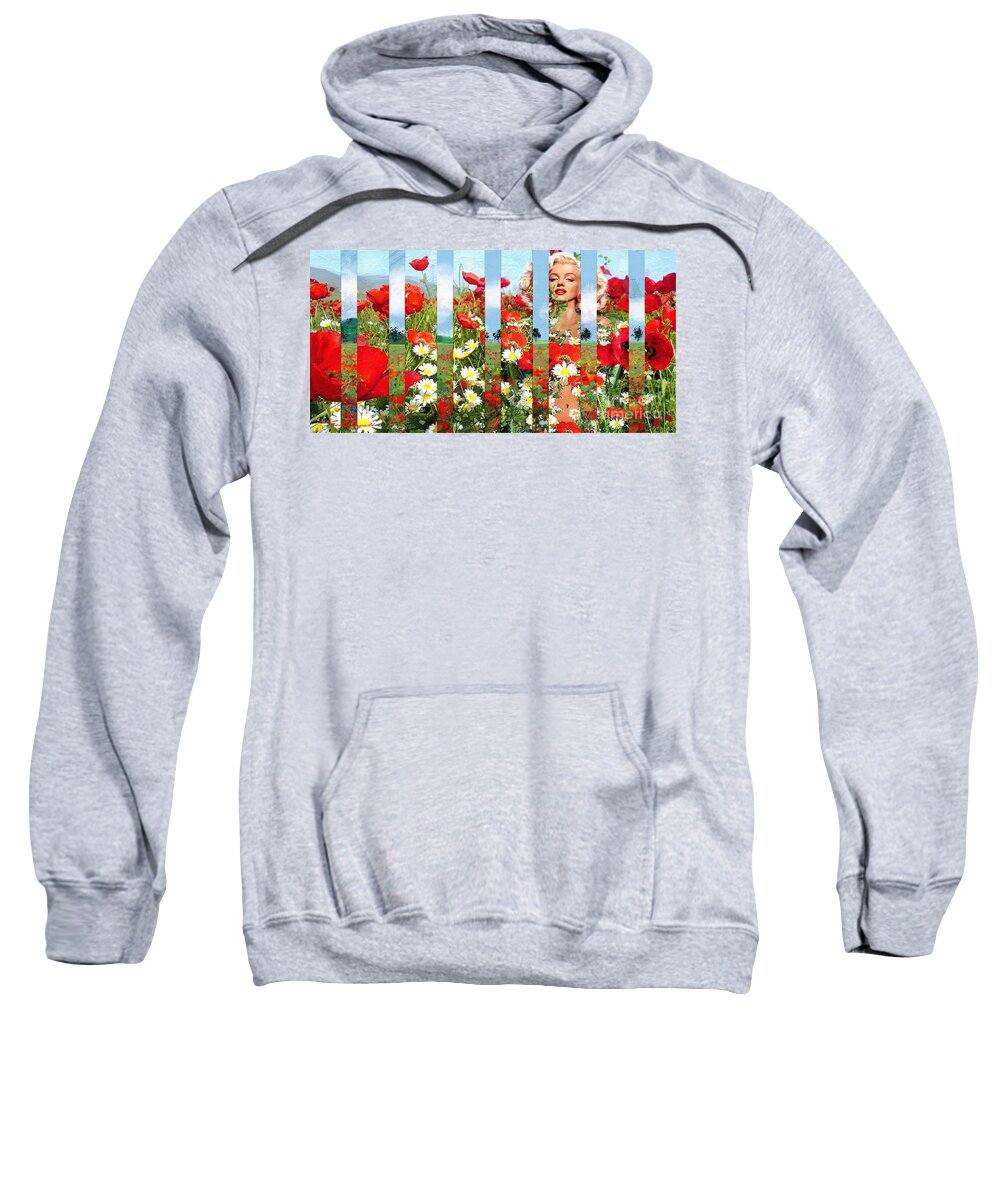 Marilyn Sweatshirt featuring the painting Marilyn in poppies 1 by Theo Danella
