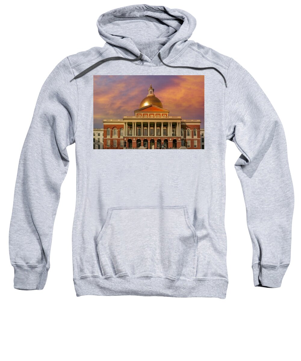 Massachusetts Sweatshirt featuring the photograph Massachusetts State House by Susan Candelario