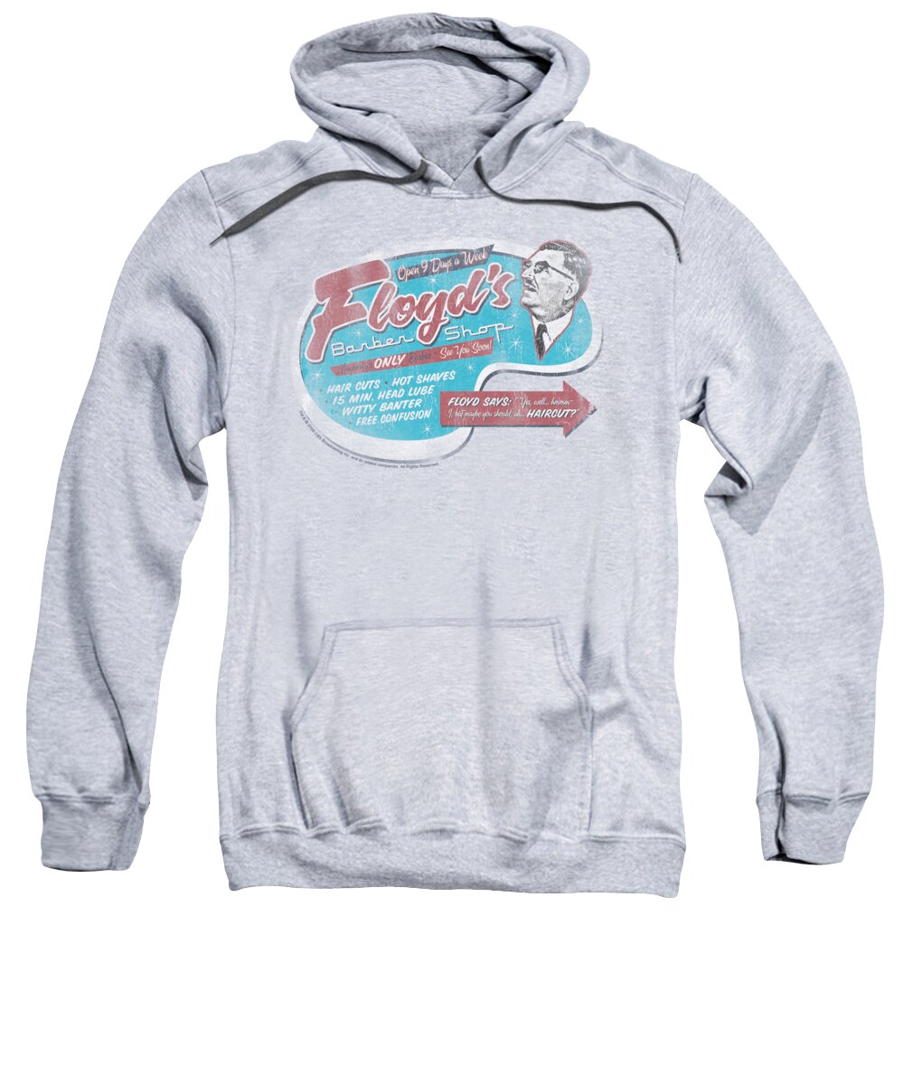 Andy Griffith Sweatshirt featuring the digital art Mayberry - Floyd's Barber Shop by Brand A