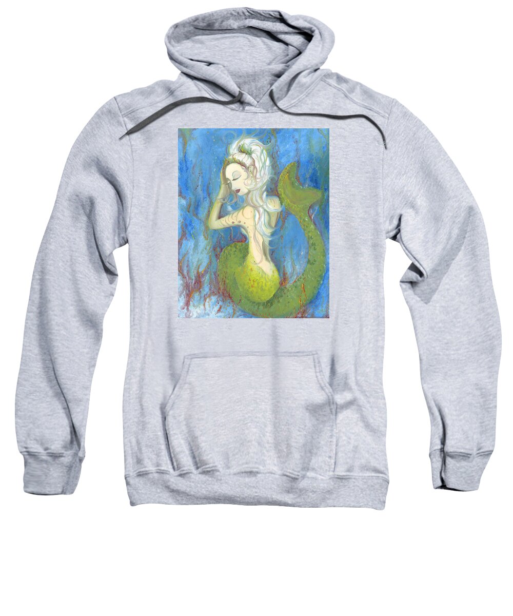 Mermaid Sweatshirt featuring the painting Mazzy the Mermaid Princess by Stephanie Broker
