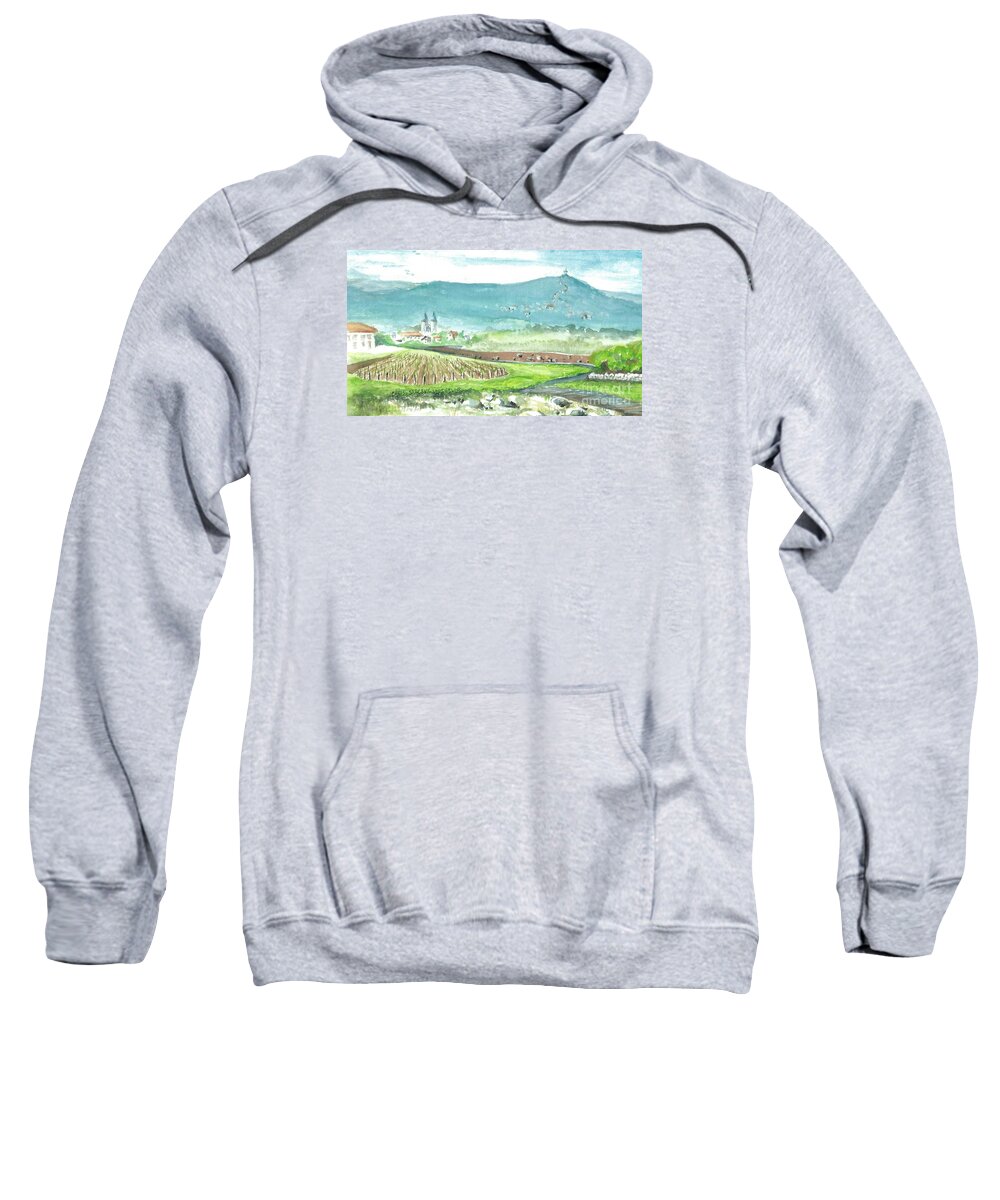 Easter Sweatshirt featuring the painting Medjugorje Fields by Christina Verdgeline