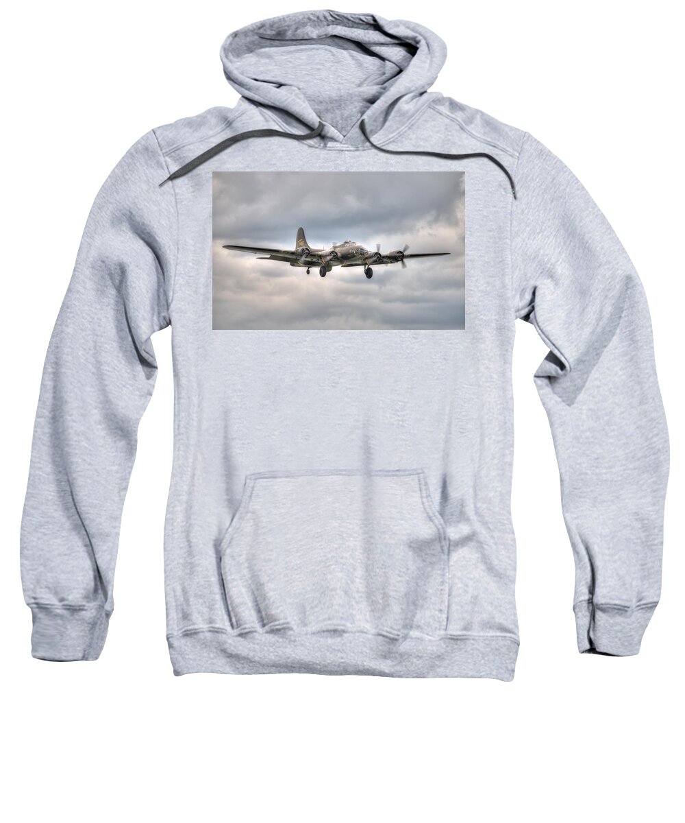 B17 Sweatshirt featuring the photograph Memphis Belle Comes Home by Jeff Cook
