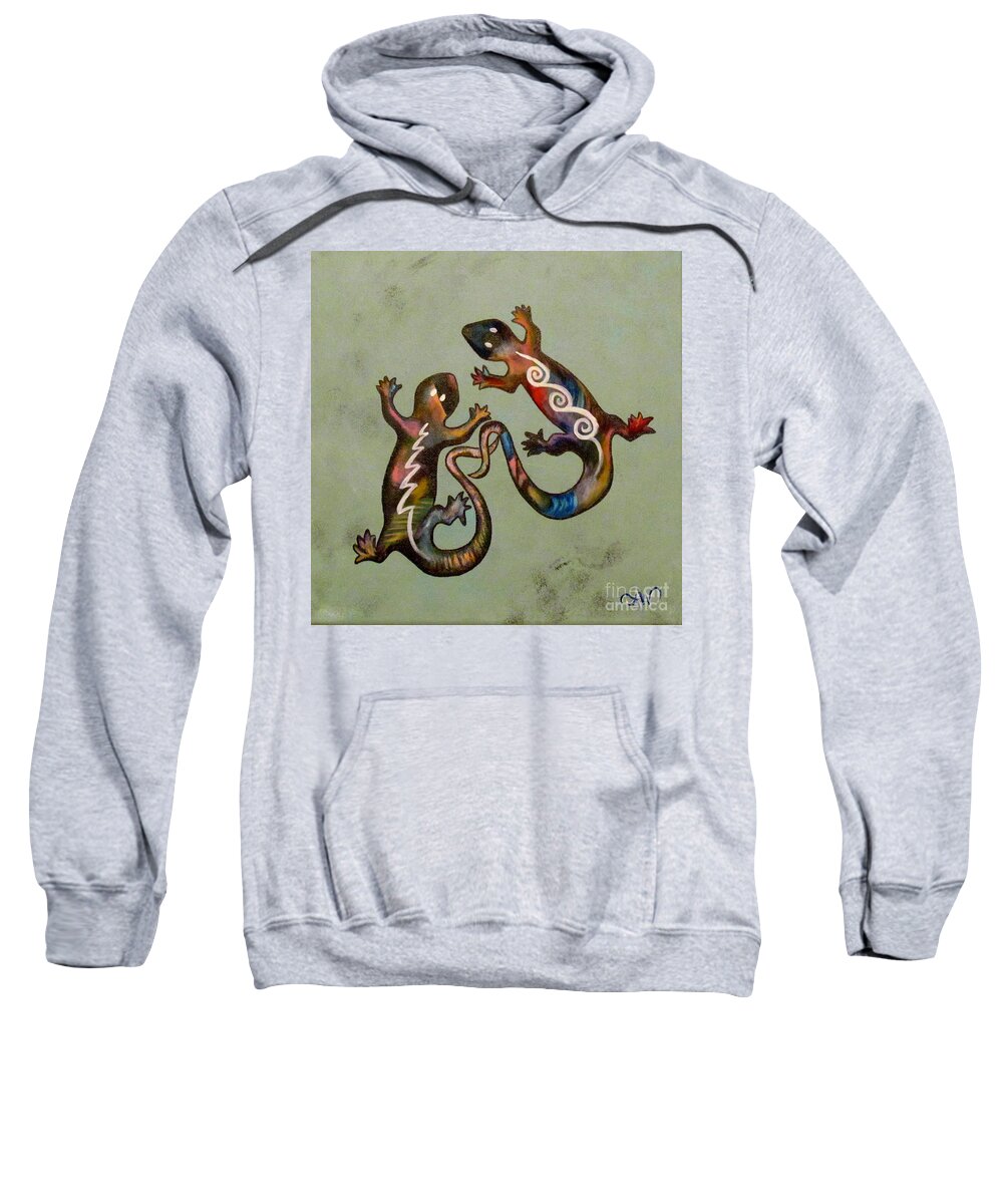 Lizard Paintings Sweatshirt featuring the painting Mexican Lizards by Mandy Joy