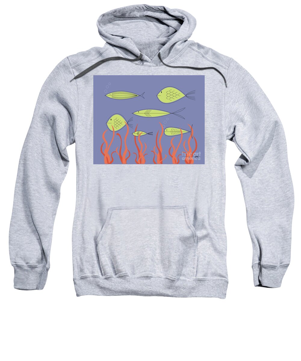 Abstract Sweatshirt featuring the digital art Mid Century Fish by Donna Mibus