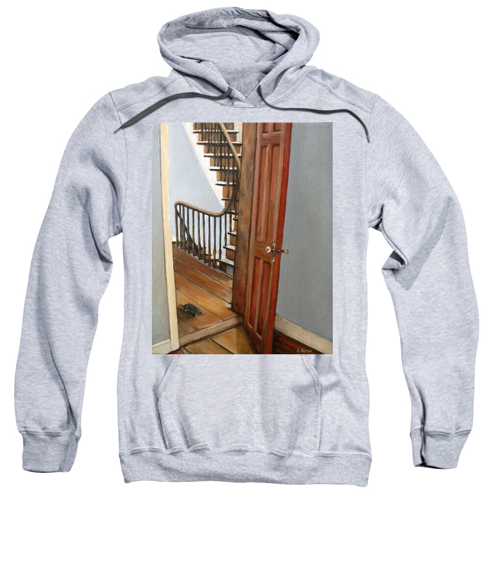 Tortoise Sweatshirt featuring the painting Minnie Crossing the Threshold by Eileen Patten Oliver